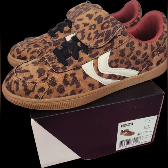 Steve Madden Leopard Print Sneakers with White Stripe - Picture 2 of 4